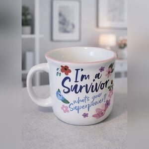 Inspiring Floral Mug with 'I'm a Survivor' Design